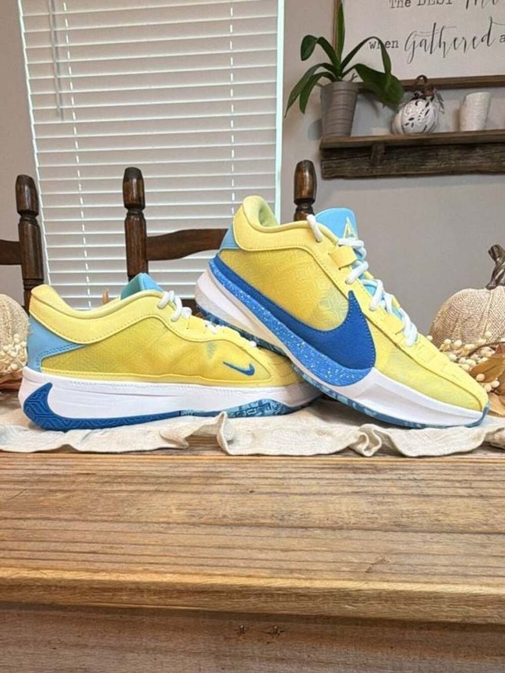 Nike Giannis Freak 5 Yellow Blue Basketball Shoes